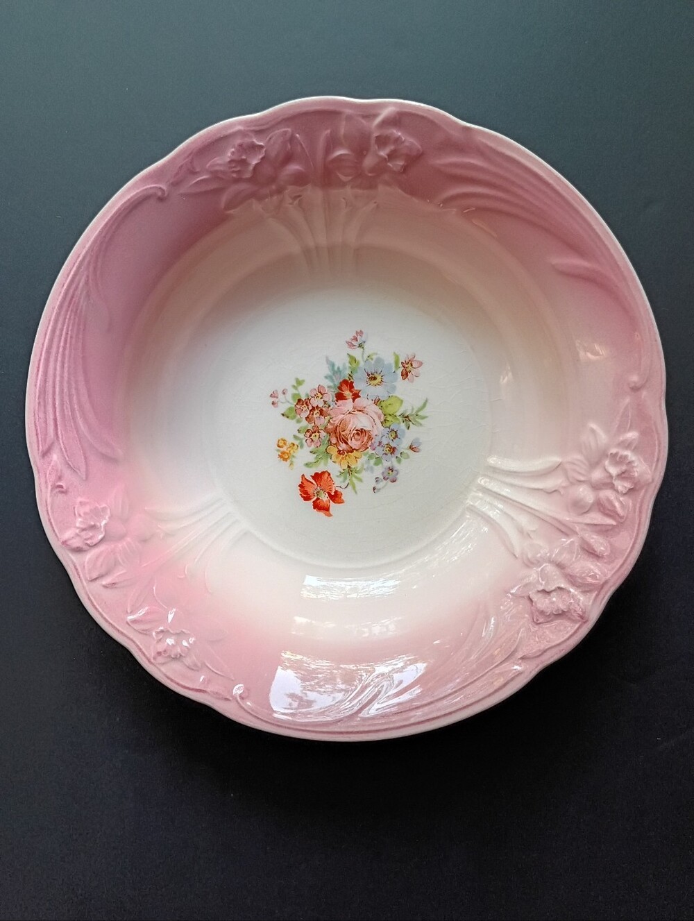 Vintage, Crown Potteries Co, 1940's Bowl with Floral Design